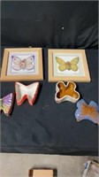 2 butterfly picture with 2 trinket boxes