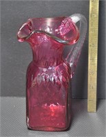 Hand blown cranberry glass pitcher