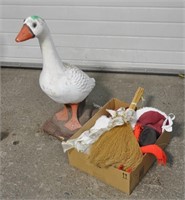 Cement goose lawn decor w/outfits