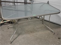 Glass top patio table, 54x36x28