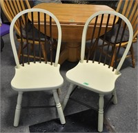 2 wood dining chairs, painted