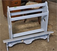 Wood quilt rack & shelf, painted