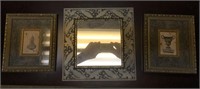 framed prints and mirror set
