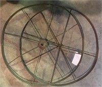 pair antique steel wheels