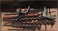 bracing & T-handle wood bit tools w/ bits