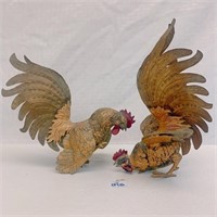 2 Rustic Italian Metal Roosters