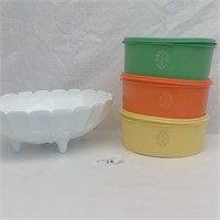 3 Pcs. Vintage Tupperware Bowls with Lids & more