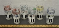 6 song themed glass drinking glasses