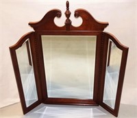 Trifold Mirror in Wooden Frame