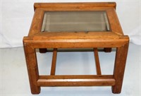 Rustic Wood Side Table with Glass Top
