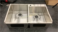 Dual Stainless Steel 1-Hole Sink 33 x 22 x 9 *