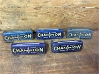 5 x Small Champion Spark Plug Tins