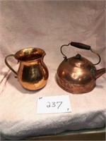 Vintage Copper Tea Pot & Pitcher
