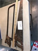 Vintage Meat Saw & wood saw w/ wood handles