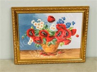 framed needlepoint-"Poppies"  13" x 16"