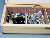 wooden box- full costume jewellry