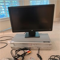 HP Computer Monitor and Sylvania DVD Player
