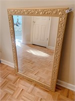 Large Framed Mirror with Floral Vine Detail