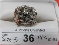 14K DIAMOND COCKTAIL RING SIZE 5