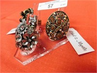 LOT OF 3 ETHEL & MYRTLE COSTUME RINGS