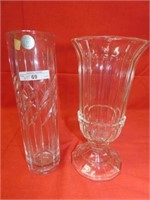 LOT OF 2 10" CRYSTAL VASES