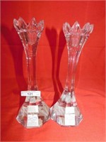 PAIR OF CRYSTAL CANDLE HOLDERS