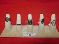 SET OF 5 STERLING SILVER RINGS