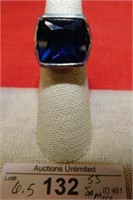 STERLING & SAPPHIRE SIZE 6.5 RING