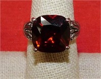 STERLING SILVER BURNT TOPAZ FASHION RING SIZE 8.25
