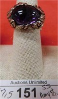 STERLING SILVER & AMETHYST RING SIZE 7.5