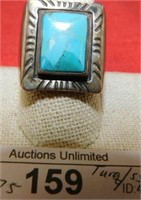STERLING SILVER & TURQUOISE RING SIZE 10.75