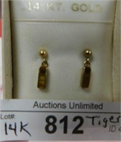 14K GOLD TIGER EYE EARRINGS