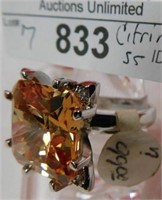 STERLING SILVER CITRINE RING SIZE 7