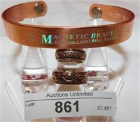 MAGNETIC COPPER BRACELET & 2 COPPER RINGS