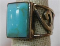STERLING SILVER TURQUOISE RING SIZE 7
