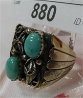 STERLING SILVER TURQUOISE RING SIZE 11