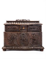 LOVELY CARVED FRUITWOOD JEWELRY BOX