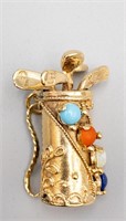 14K GOLD HAND-MADE "GOLF BAG WITH CLUBS" PENDANT