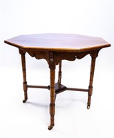OCTAGONAL TOP WALNUT TABLE LATE 19TH CENTURY