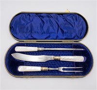 MOTHER OF PEARL HANDLE CARVING SET