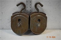 2- Vintage 6" Hanging Pulleys