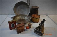 Vintage Iron w/ misc tin items