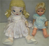 2 Vtg Dolls 1 Handmade 19" & 1 1967 Mattel