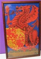 Framed Dragon & Shield Tapestry 20'"x29"
