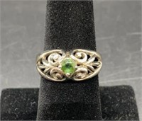 Sterling Silver And Green Emerald Ring Sterling
