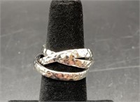 Sterling Silver Hammered Tri Band Ring