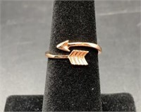 Sterling Silver Rose Gold Plates Arrow Ring