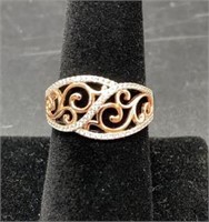 Sterling Silver Vines Two-tone Rose Gold Plated