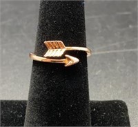 Sterling Silver Rose Gold Plated Arrow Ring