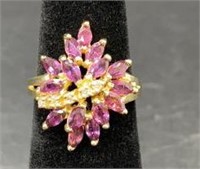 10K Yellow Gold, Ruby And Diamond Ring